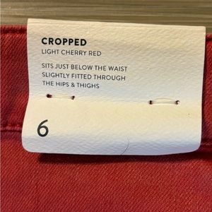 NWT Cherry red authentic fit J.Jill cropped jeans with cuff